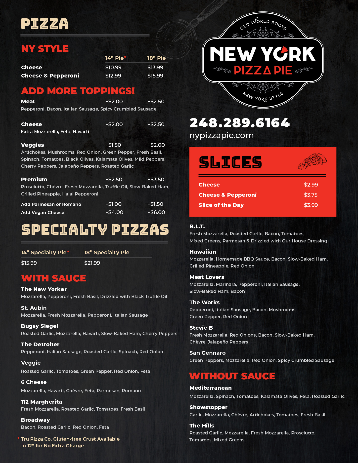 112 Pizzeria Menu